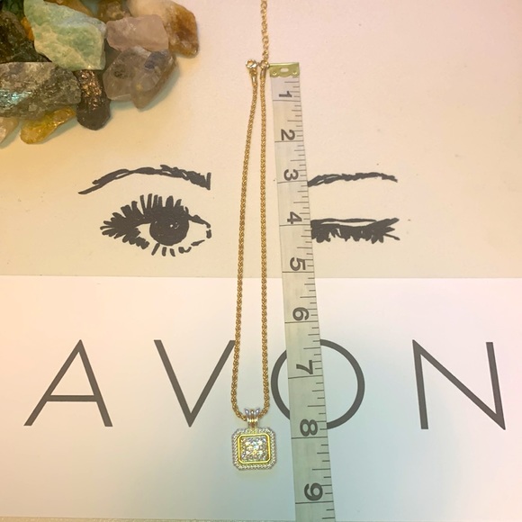 Vintage Avon Pave Rope Necklace with two tone removable Rhinestone Pendant - Picture 6 of 13